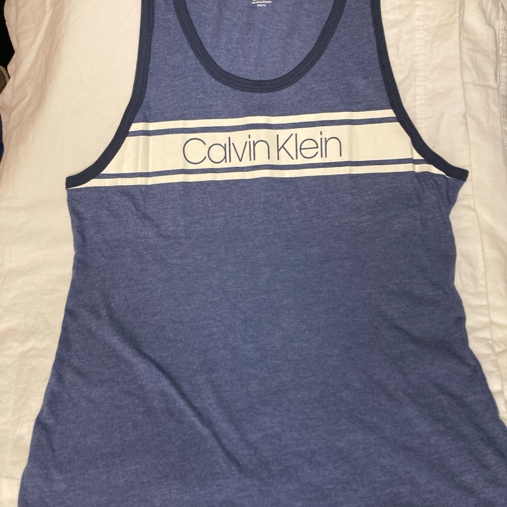 Calvin Klein Navy and Cream Tank Top